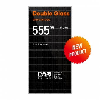 DHM-72X10/DG-525~555W แผงเซลล์แสงอาทิตย์ประสิทธิภาพสูงโมโนกระจกคู่ 